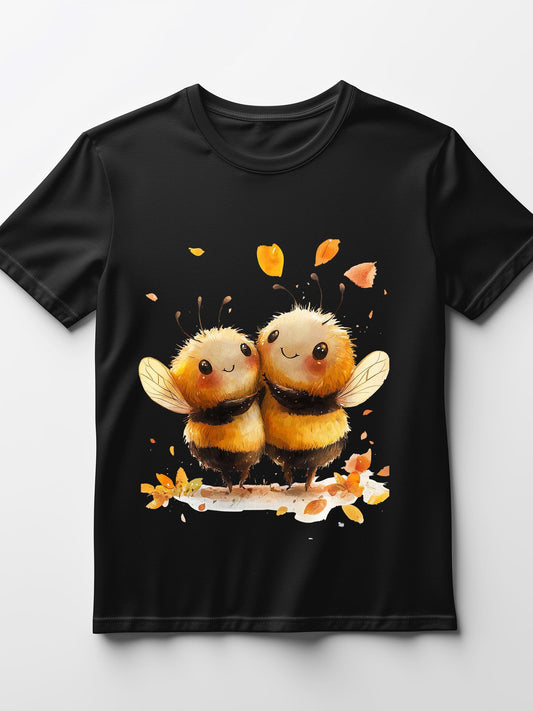 Women's Graphic T-Shirt with Cute Bee Print – Stylish and Comfy