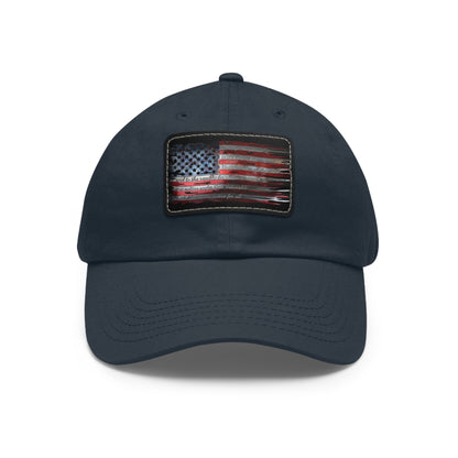 Patriotic Pledge Hat with Leather Patch - American Flag Cap