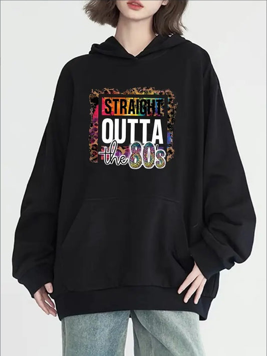 Festive Leopard Print 'Ura' Hoodie Long Sleeve, Crew Neck, Pockets, Casual Pullover, Fall Winter Fashion - Women's Fashion Hoodies