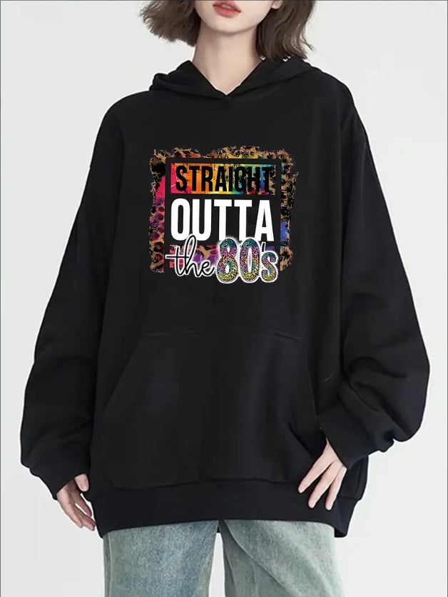 Festive Leopard Print 'Ura' Hoodie Long Sleeve, Crew Neck, Pockets, Casual Pullover, Fall Winter Fashion - Women's Fashion Hoodies