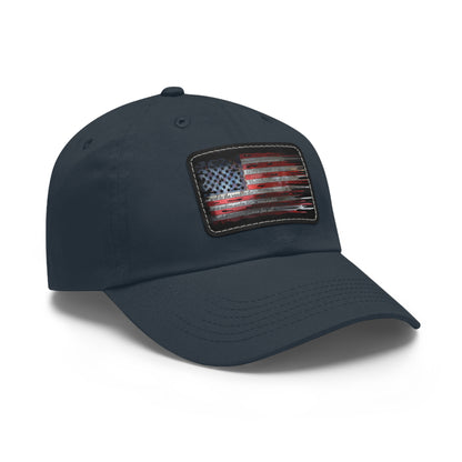 Patriotic Pledge Hat with Leather Patch - American Flag Cap