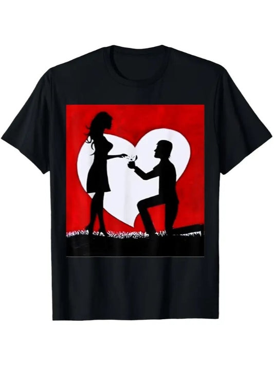 Love Valentine'S Day T-Shirt,   Couple T-Shirt, Couple Christmas, Fashion Casual T-Shirt, Short-Sleeved T-Shirt
