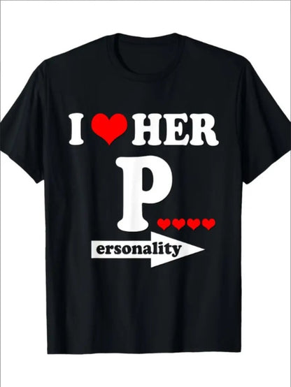 Love Valentine'S Day T-Shirt,   Couple T-Shirt, Couple Christmas, Fashion Casual T-Shirt, Short-Sleeved T-Shirt