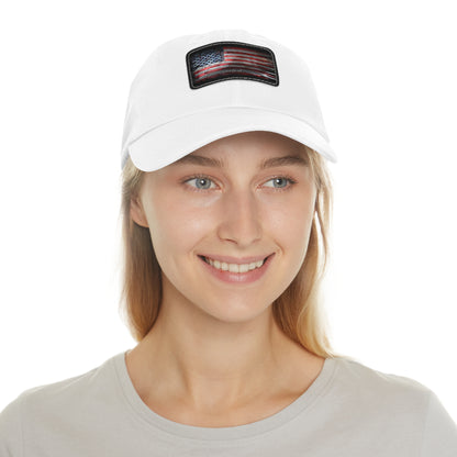 Patriotic Pledge Hat with Leather Patch - American Flag Cap