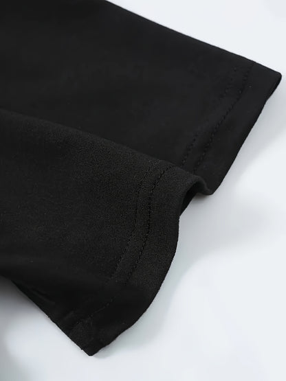 Men's Novel Letter Printed T-shirt, Polyester Blend, Casual Round Neck T-shirt, Machine Washed, Comfortable Regular Fit