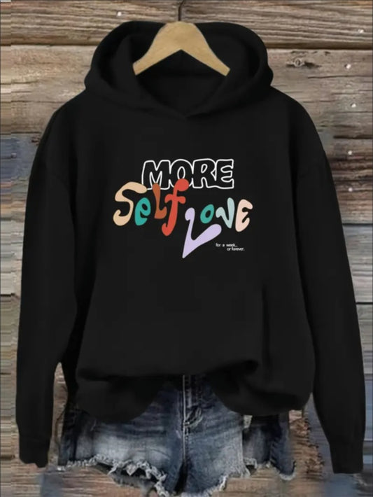 Women'S Casual Polyester Hoodie With Letter And Graphic Print, Ribbed Hood, Knitted Fabric, Seasonal Autumn Winter Fashion Sweatshirt With Floral, Portrait, Animal, Cartoon, Christmas, Halloween, Slo