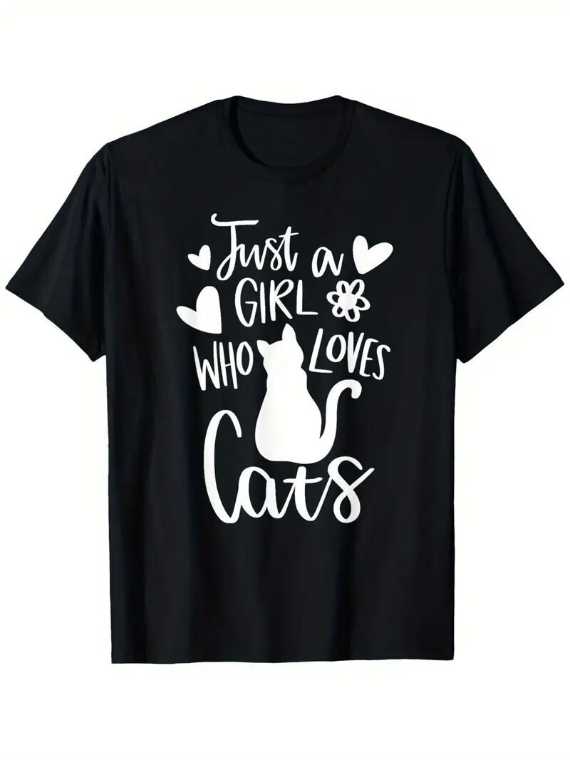 Women's Graphic T-Shirt: Stylish Short Sleeved Printed Top in Black