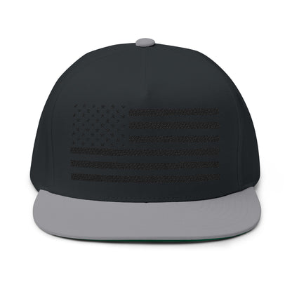 Embroidered American Flag Flat Bill Cap