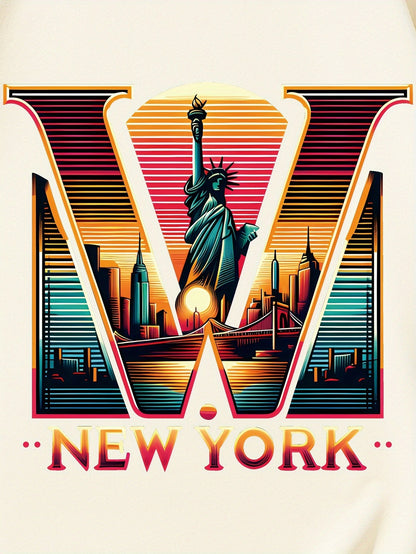 New York Graphic Men's Short Sleeved T-shirt, Comfortable Elastic Fashionable Summer T-shirt, Casual Daily Style Fashionable Clothing, As A Gift