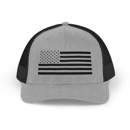 Black American Flag Snapback Trucker Cap - Stylish Mesh Hat for Outdoors and Casual Wear
