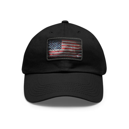 Patriotic Pledge Hat with Leather Patch - American Flag Cap