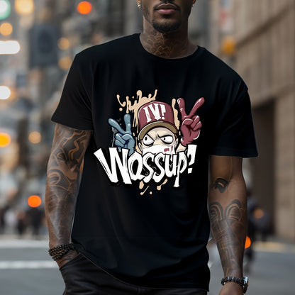 What's Up Fashionable Printed Summer And Spring Men's T-shirts, Casual Short Sleeved Fashionable Style T-shirts, Sports New Products, Casual New Tops
