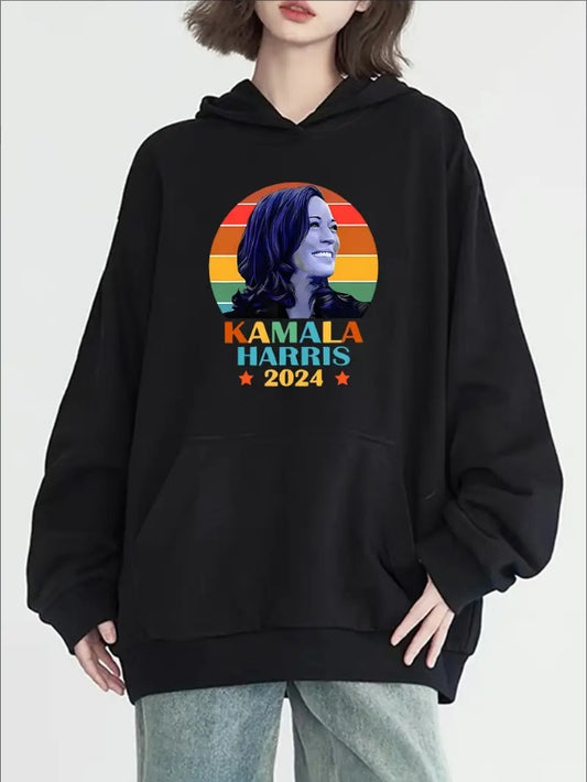 Letter Print Hoodie, Casual Long Sleeve Kangaroo Pocket Hooded Sweatshirt, Women's Clothing