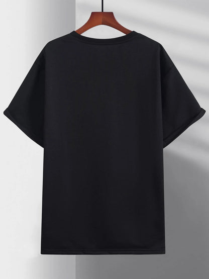 Large Men's Casual Fashion Sports T-shirt, Faith Pattern Round Neck Comfortable T-shirt Summer Clothing
