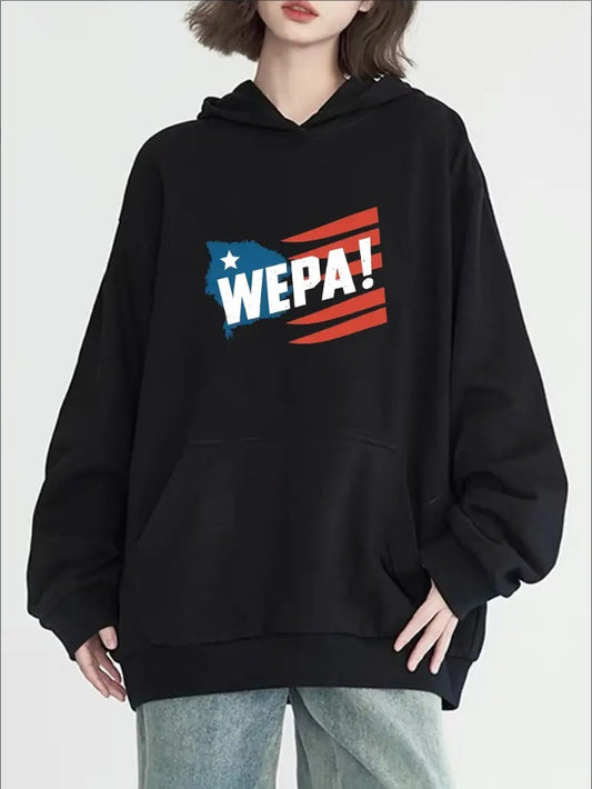 Women'S Casual Letter Print Hoodie With Kangaroo Pocket - Long Sleeve, Machine Washable - Perfect For Fall & Winter