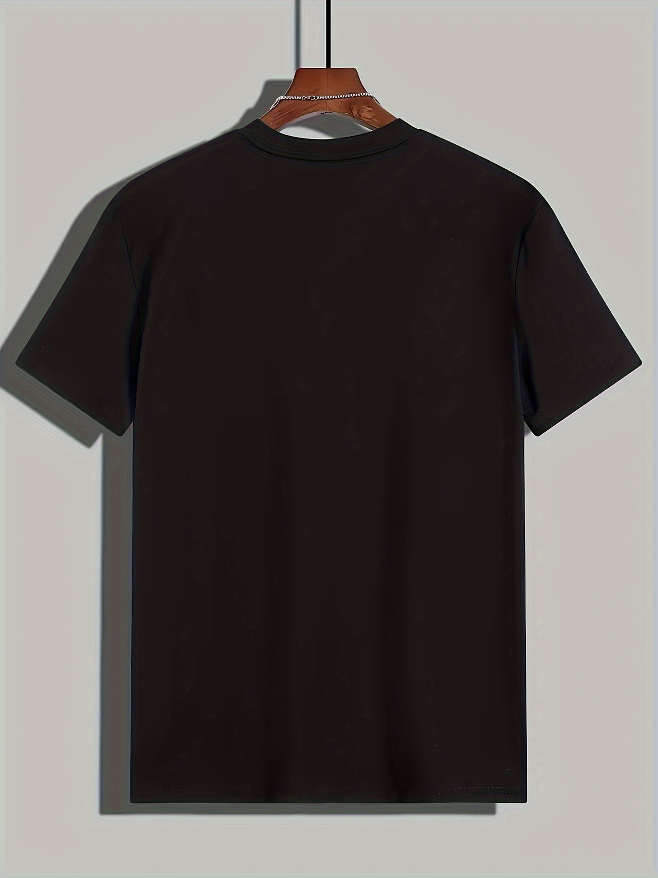 Men's Novel Letter Printed T-shirt, Polyester Blend, Casual Round Neck T-shirt, Machine Washed, Comfortable Regular Fit
