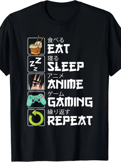 Eat, Drink, Sleep, Anime Games, Loop, Cute Otaku, Anime Comics, T-shirt
