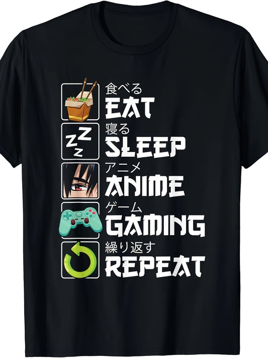 Eat, Drink, Sleep, Anime Games, Loop, Cute Otaku, Anime Comics, T-shirt