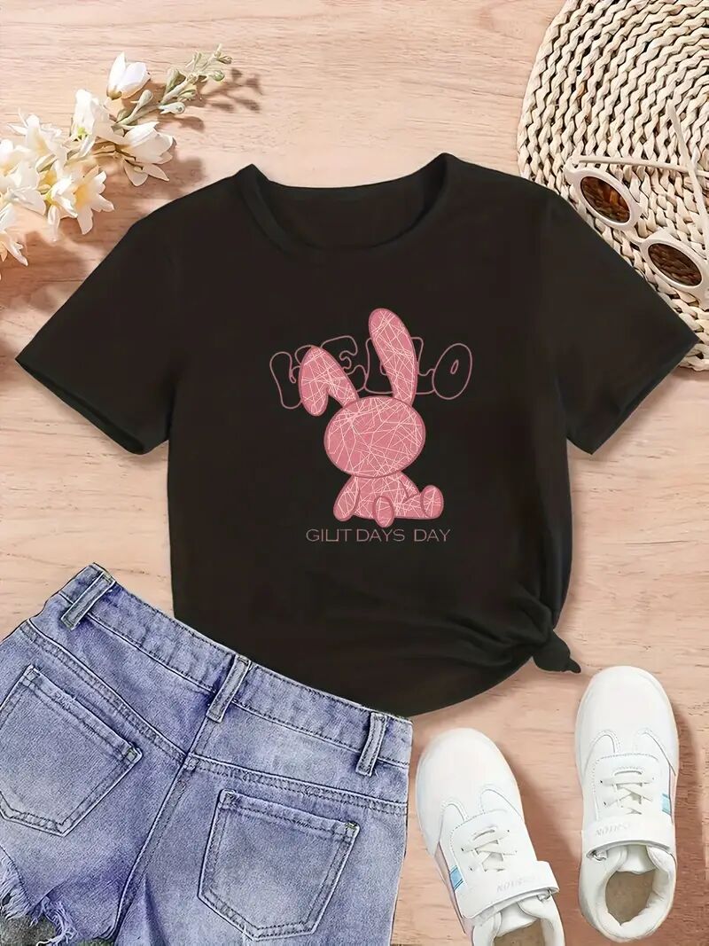 Women's Graphic T-Shirt - Stylish Black Printed Short Sleeve Top