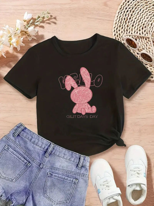Women's Graphic T-Shirt - Stylish Black Printed Short Sleeve Top