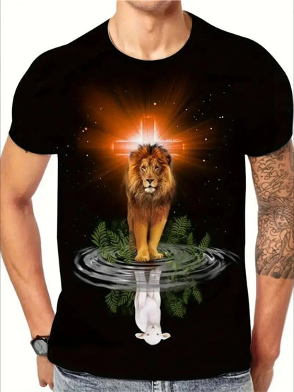 Men's Graphic T-Shirt - Stylish Printed Short Sleeves for All Sizes