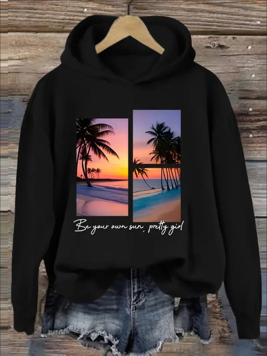 Letter & Graphic Print Hoodie, Drawstring Casual Hooded Sweatshirt For Winter & Fall, Women's Clothing