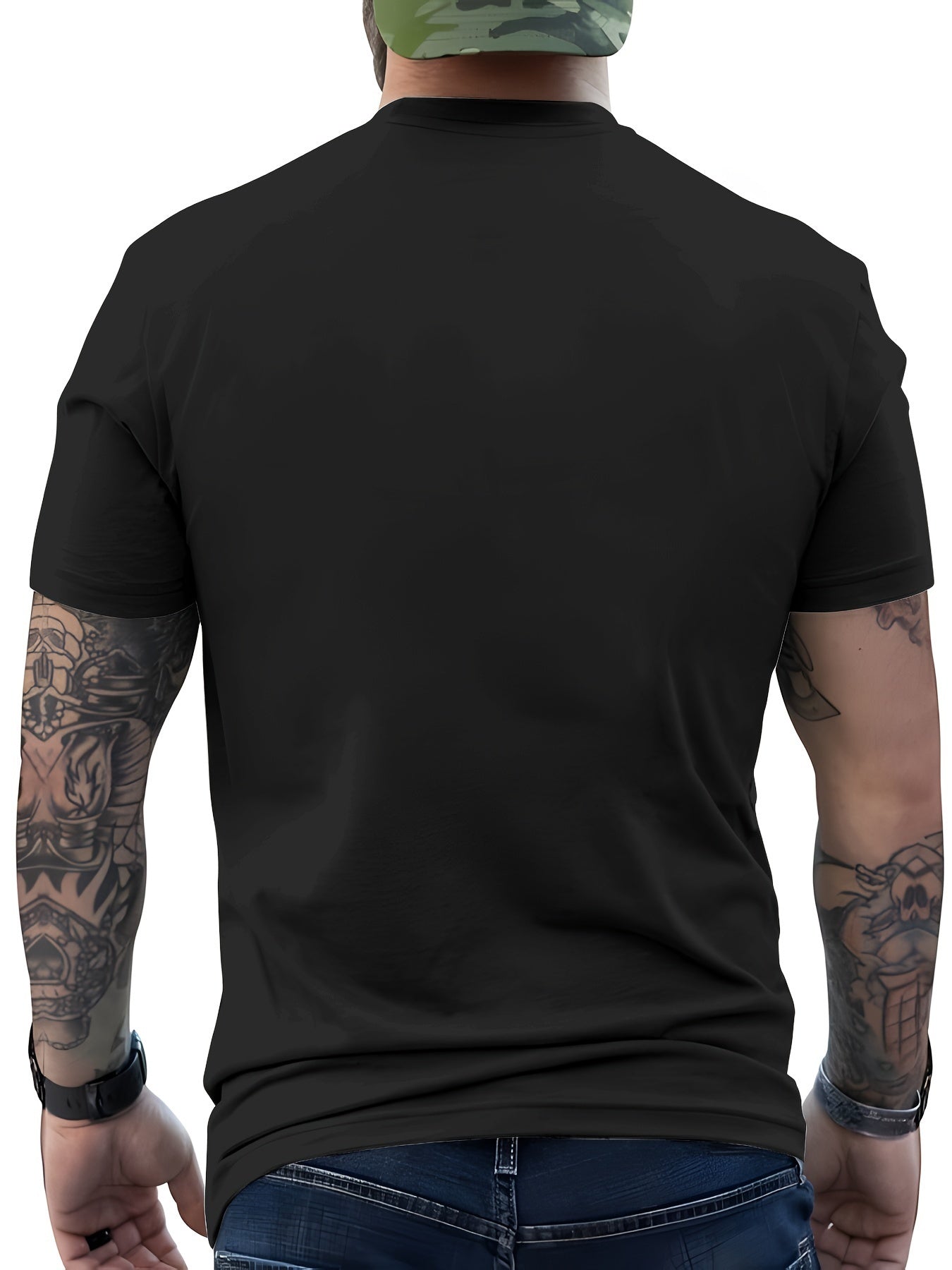 Men's Casual Polyester Round Neck T-shirt With 3D Shark And Halloween Pumpkin Patterns, Fitted Knit Fabric, Slightly Elastic