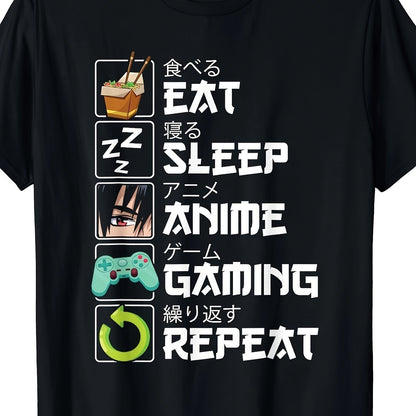 Eat, Drink, Sleep, Anime Games, Loop, Cute Otaku, Anime Comics, T-shirt