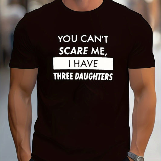 Men's Novel Letter Printed T-shirt, Polyester Blend, Casual Round Neck T-shirt, Machine Washed, Comfortable Regular Fit
