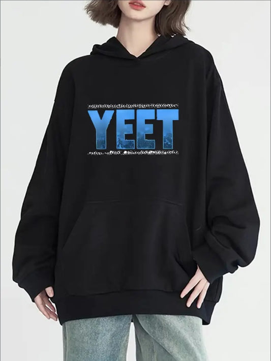 Letter Print Kangaroo Pocket Hoodie, Casual Long Sleeve Hoodies Sweatshirt, Women's Clothing