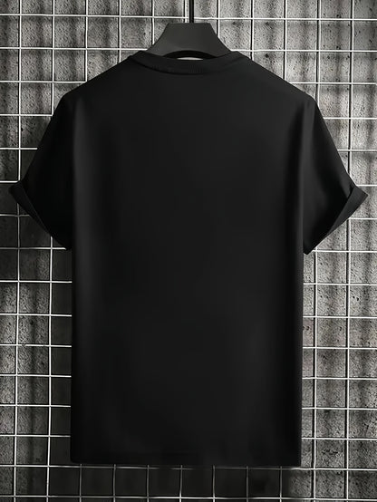 FAITH CAN MOVE MOUNDAINS Men's Round Neck Short Sleeved T-shirt With Letter Print, Casual Summer T-shirt, Suitable For Daily Wear And Vacation Destinations
