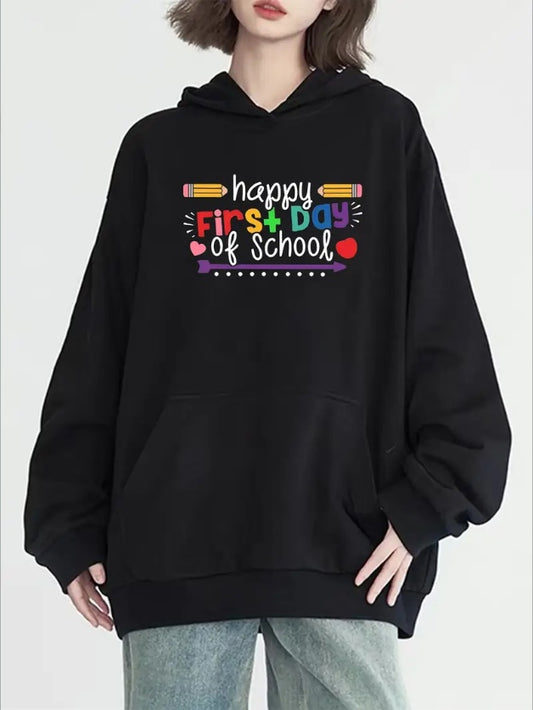 Women's Casual Hoodie With Kangaroo Pocket - Long Sleeve, Graphic Print Pullover For Fall & Winter