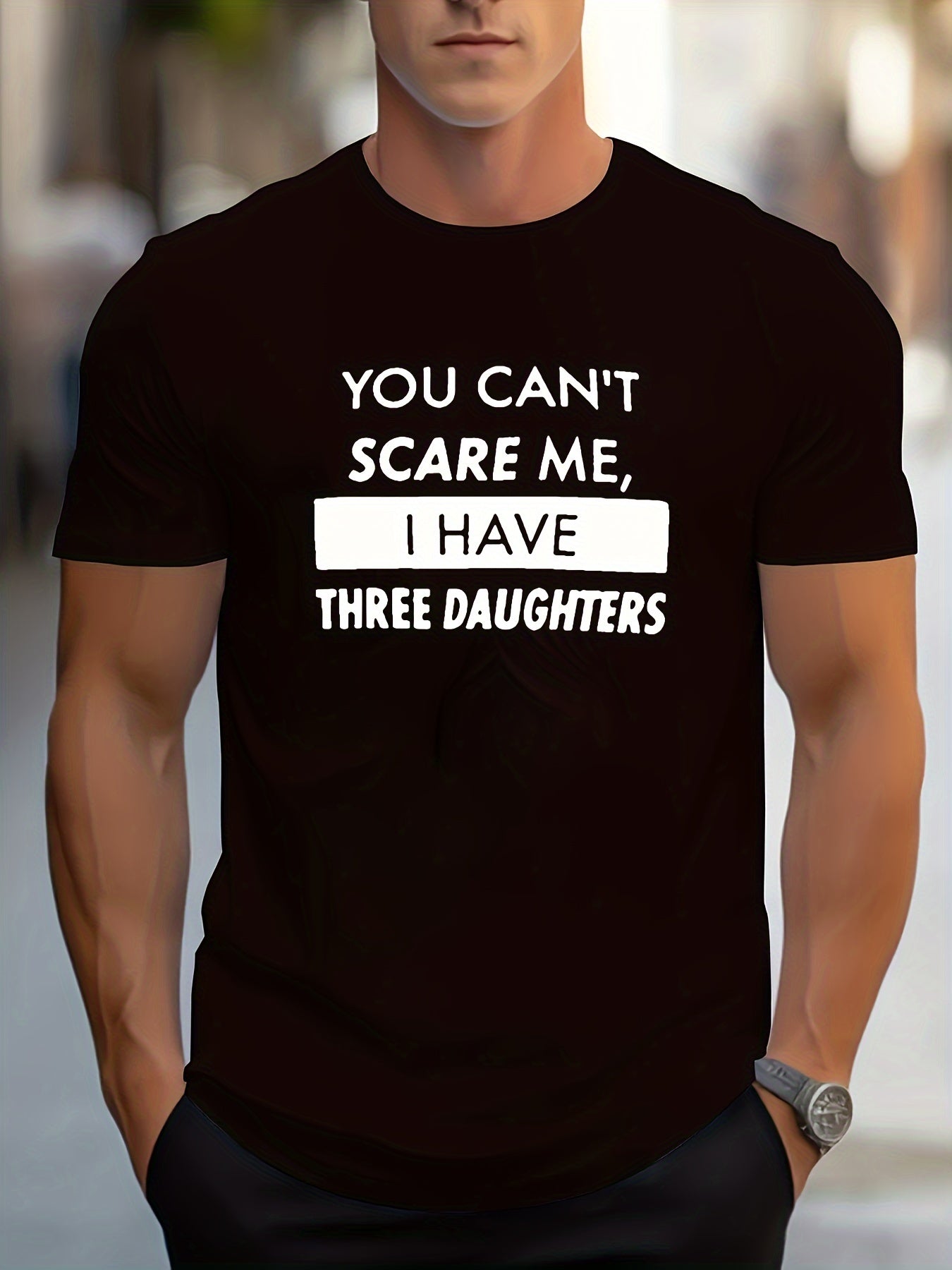 Men's Novel Letter Printed T-shirt, Polyester Blend, Casual Round Neck T-shirt, Machine Washed, Comfortable Regular Fit