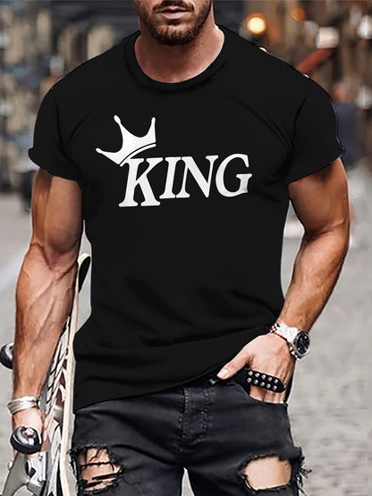 Men's Oversized Printed T-shirt, Casual Short Sleeved Round Neck T-shirt, Summer Outdoor Men's Clothing
